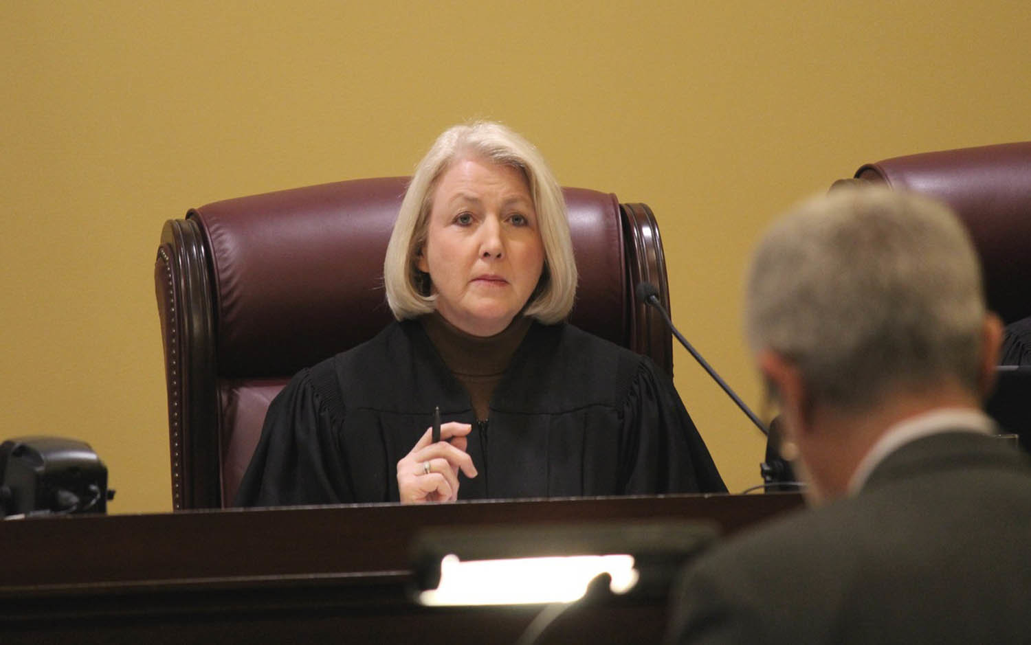 ALL RISE
Christian County Circuit Judge Laura Johnson hears oral arguments Dec. 11 with the Supreme Court of Missouri. She sat with the court in Jefferson City by special designation, in place of Judge Patricia Breckenridge, who was recused. Johnson heard the fourth case on the court’s docket, a disciplinary matter involving St. Louis County attorney Rebecca J. Grosser.